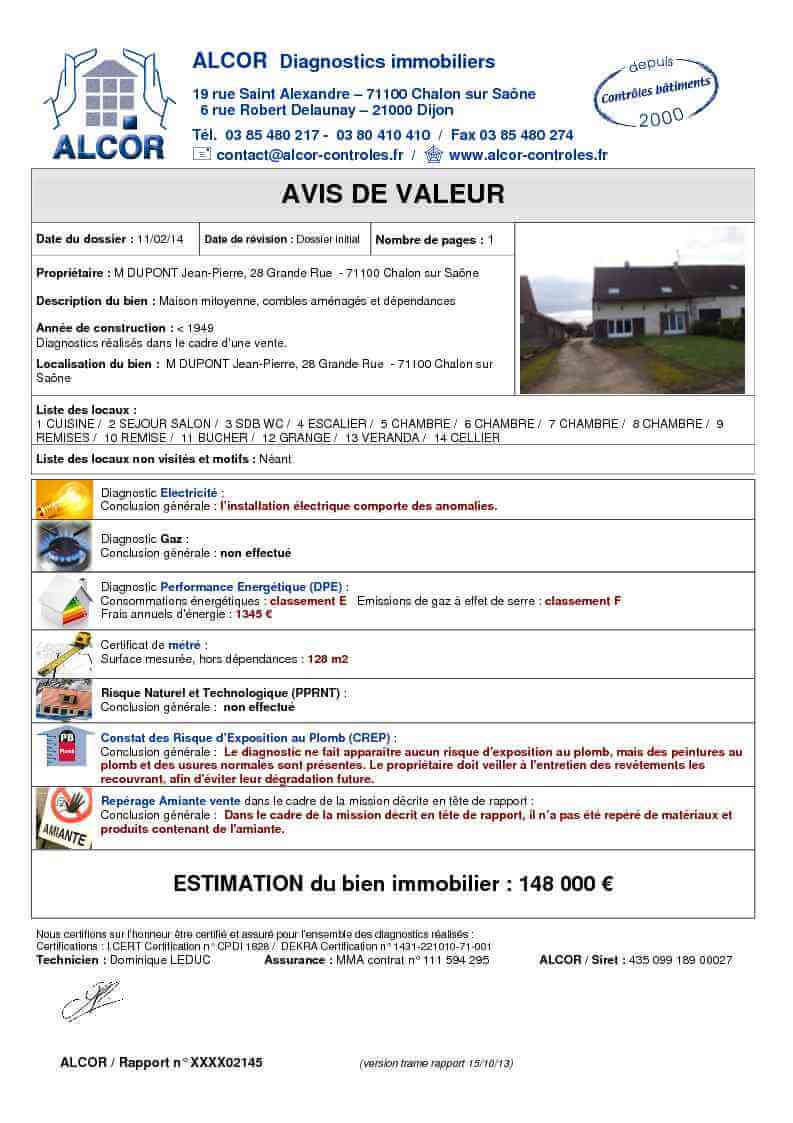 avis de valeur gratuit