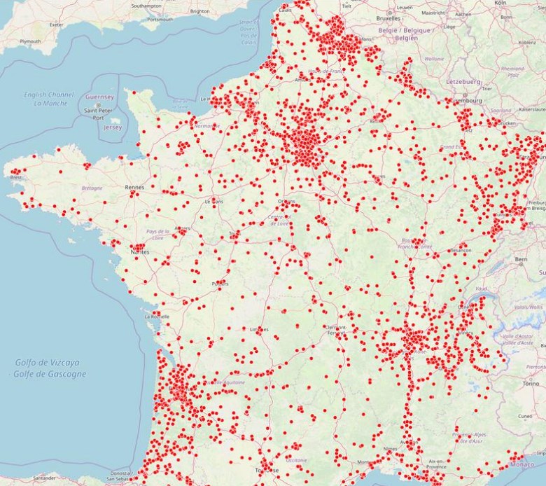 Ici la carte des pollutions des sols en France