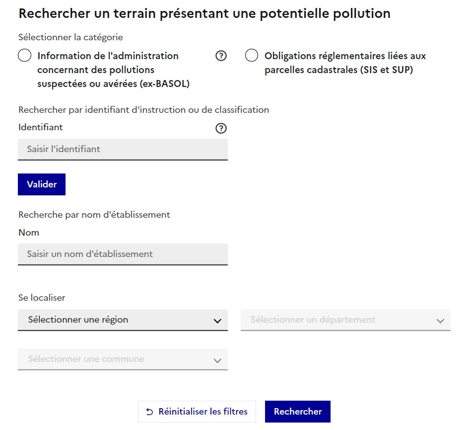 Rechercher pollution des sols en France