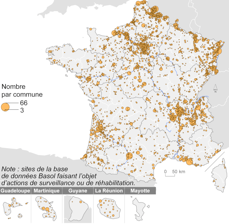 Cartes des sites pollués en France Cartes des sites pollués en France